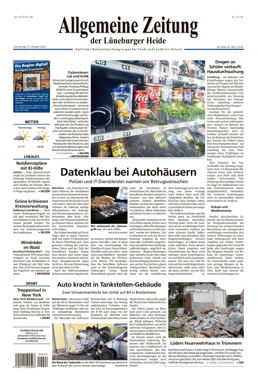 Allgemeine Zeitung vom Donnerstag, 15.10.2026
