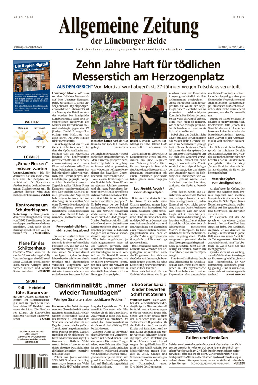 Allgemeine Zeitung vom Dienstag, 25.08.2026