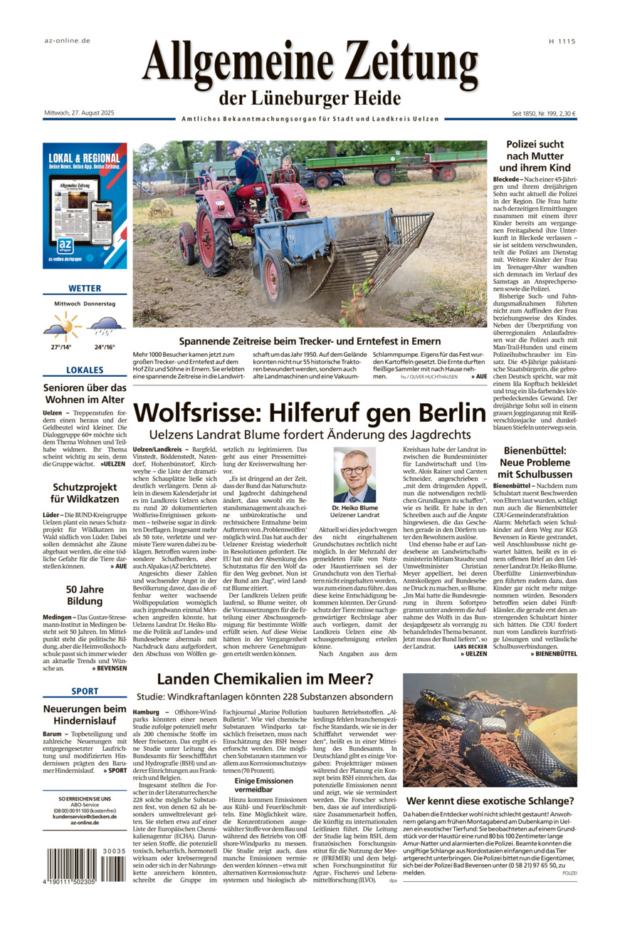 Allgemeine Zeitung vom Mittwoch, 27.08.2025