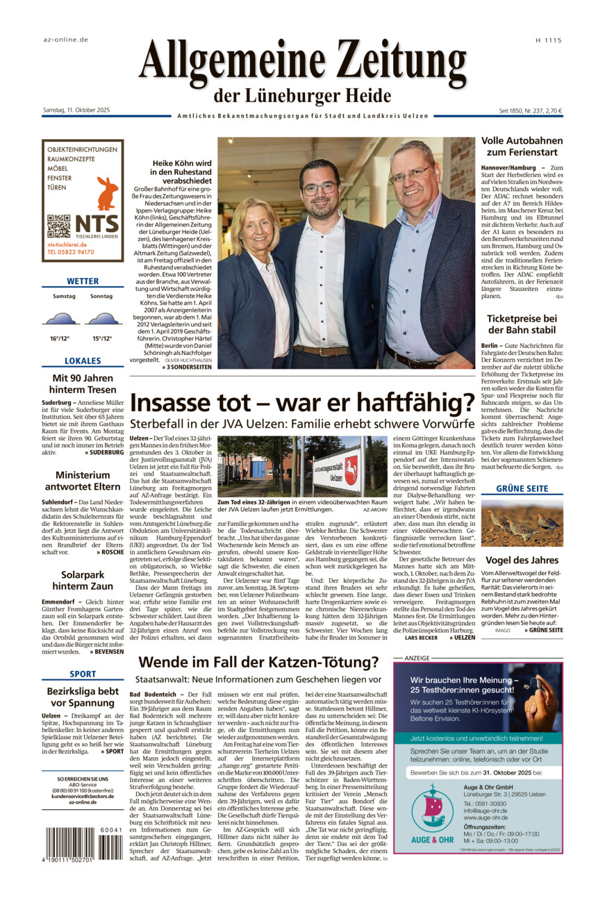 Allgemeine Zeitung vom Samstag, 11.10.2025