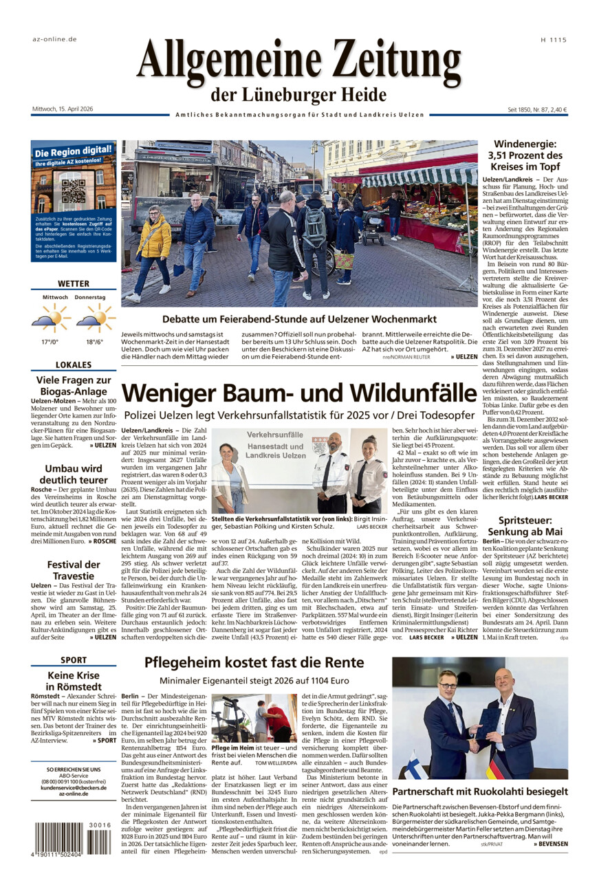 Allgemeine Zeitung vom Mittwoch, 15.04.2026