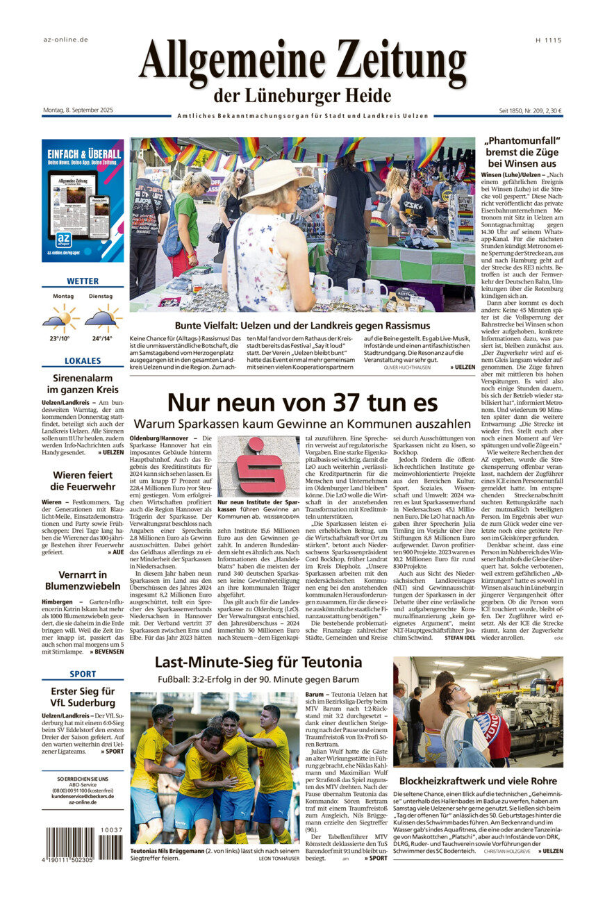 Allgemeine Zeitung vom Montag, 08.09.2025