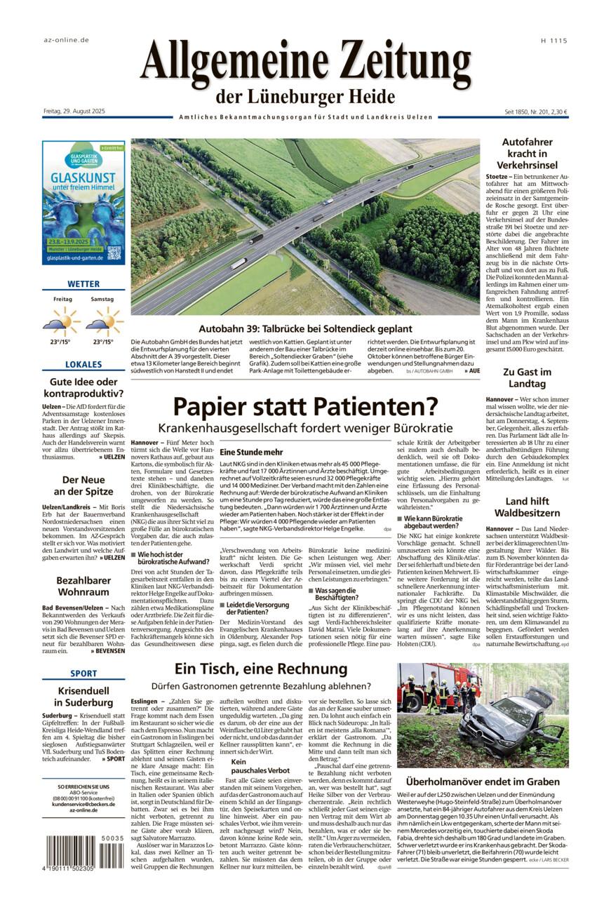 Allgemeine Zeitung vom Freitag, 29.08.2025