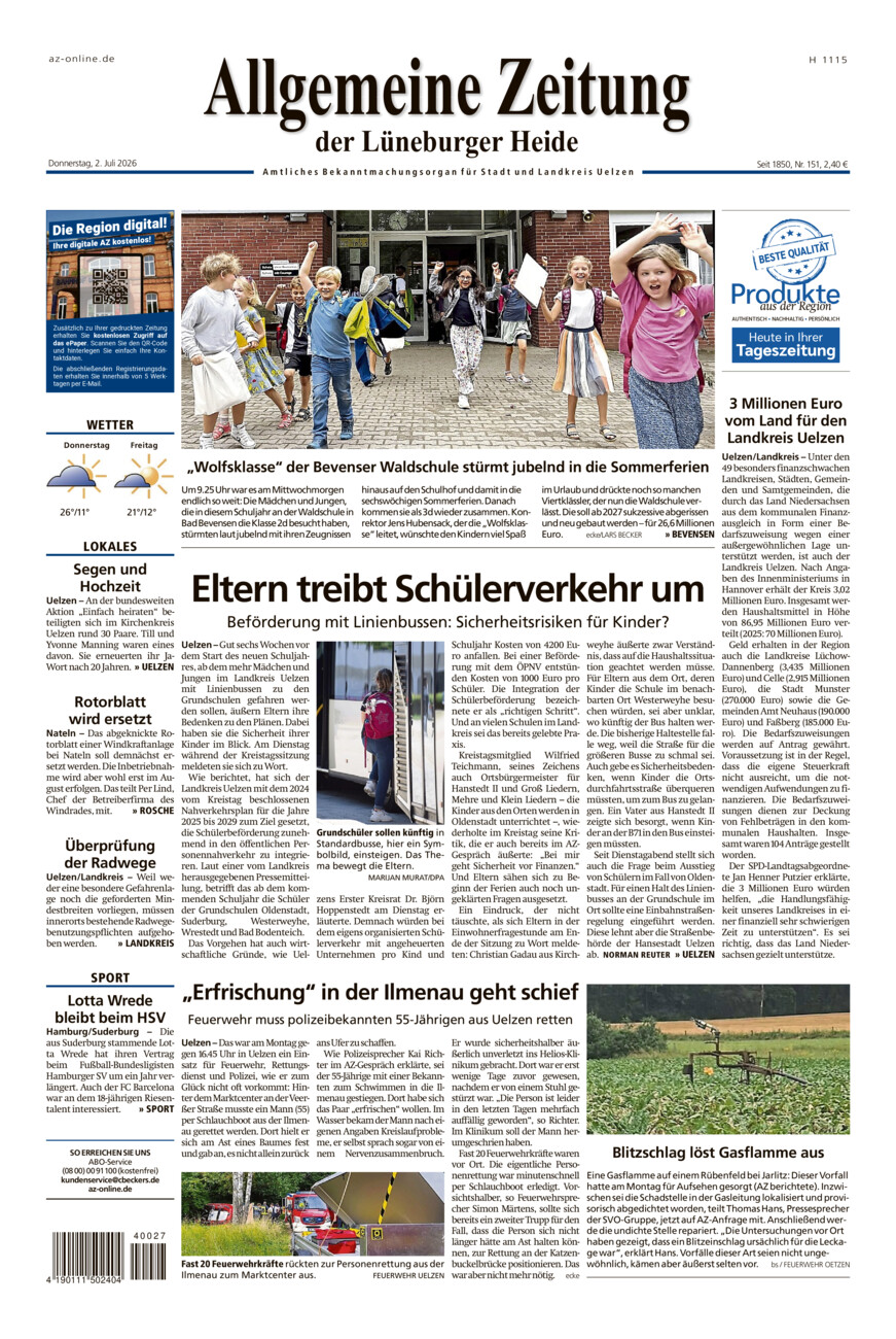 Allgemeine Zeitung vom Donnerstag, 02.07.2026