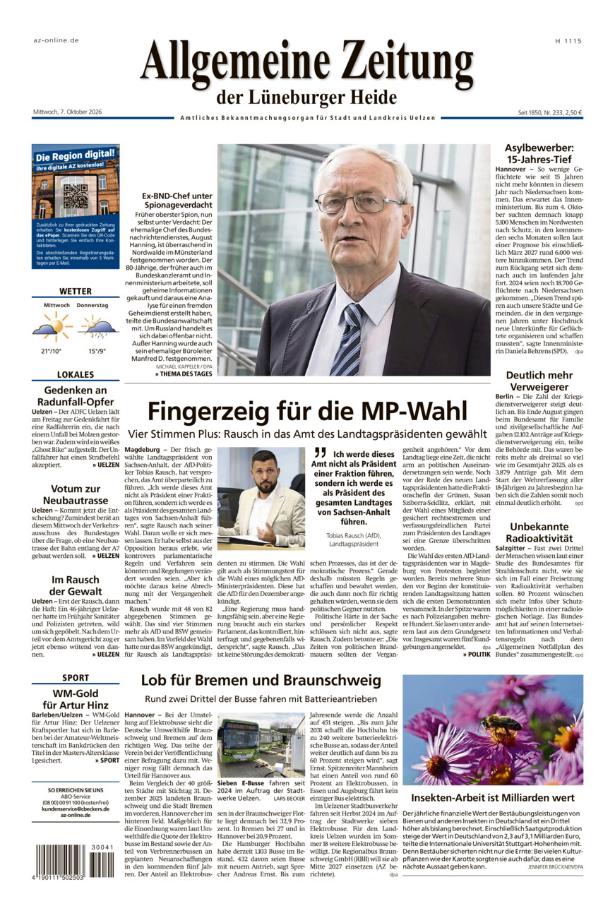 Allgemeine Zeitung vom Mittwoch, 07.10.2026