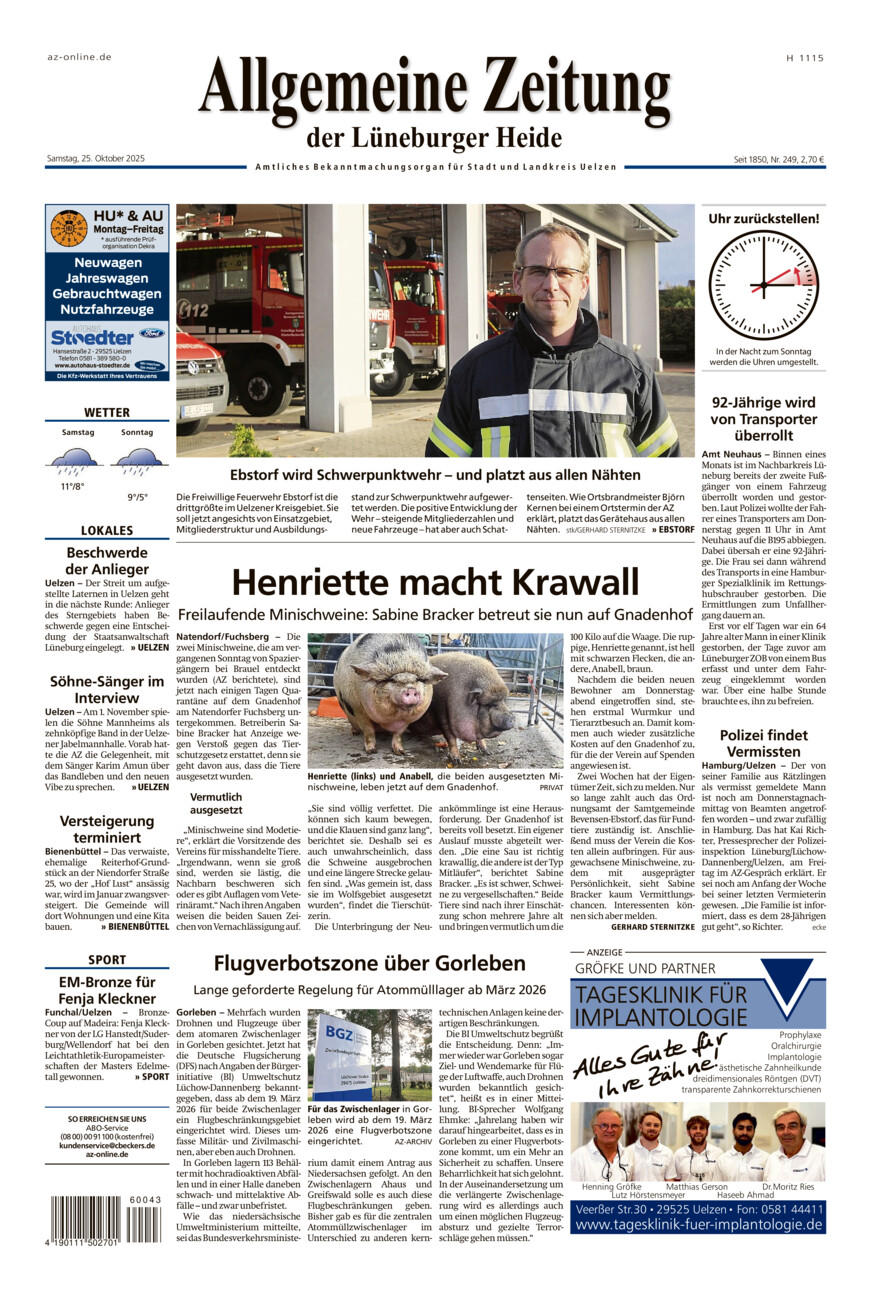 Allgemeine Zeitung vom Samstag, 25.10.2025