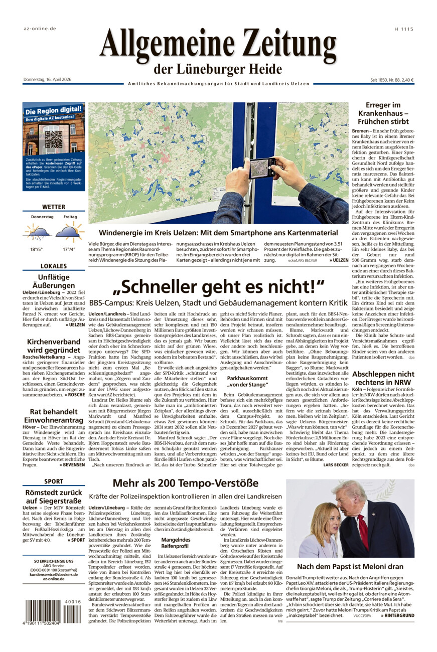 Allgemeine Zeitung vom Donnerstag, 16.04.2026