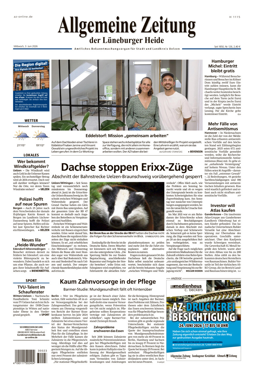 Allgemeine Zeitung vom Mittwoch, 03.06.2026