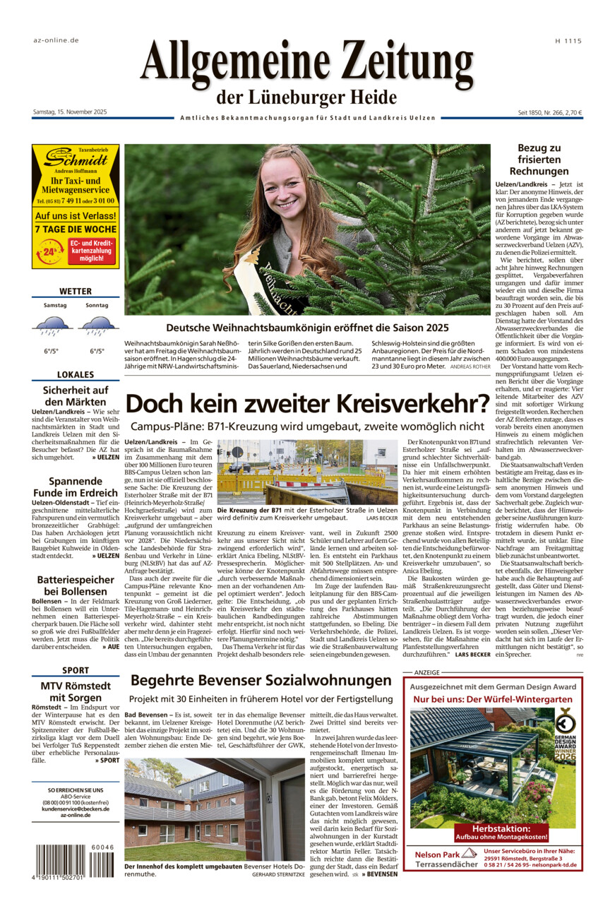 Allgemeine Zeitung vom Samstag, 15.11.2025