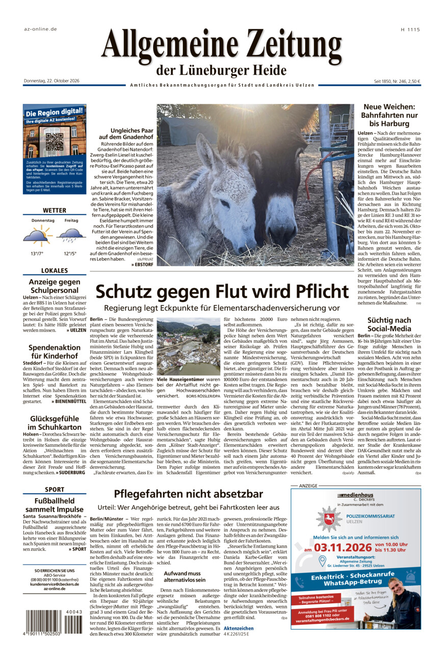 Allgemeine Zeitung vom Donnerstag, 22.10.2026