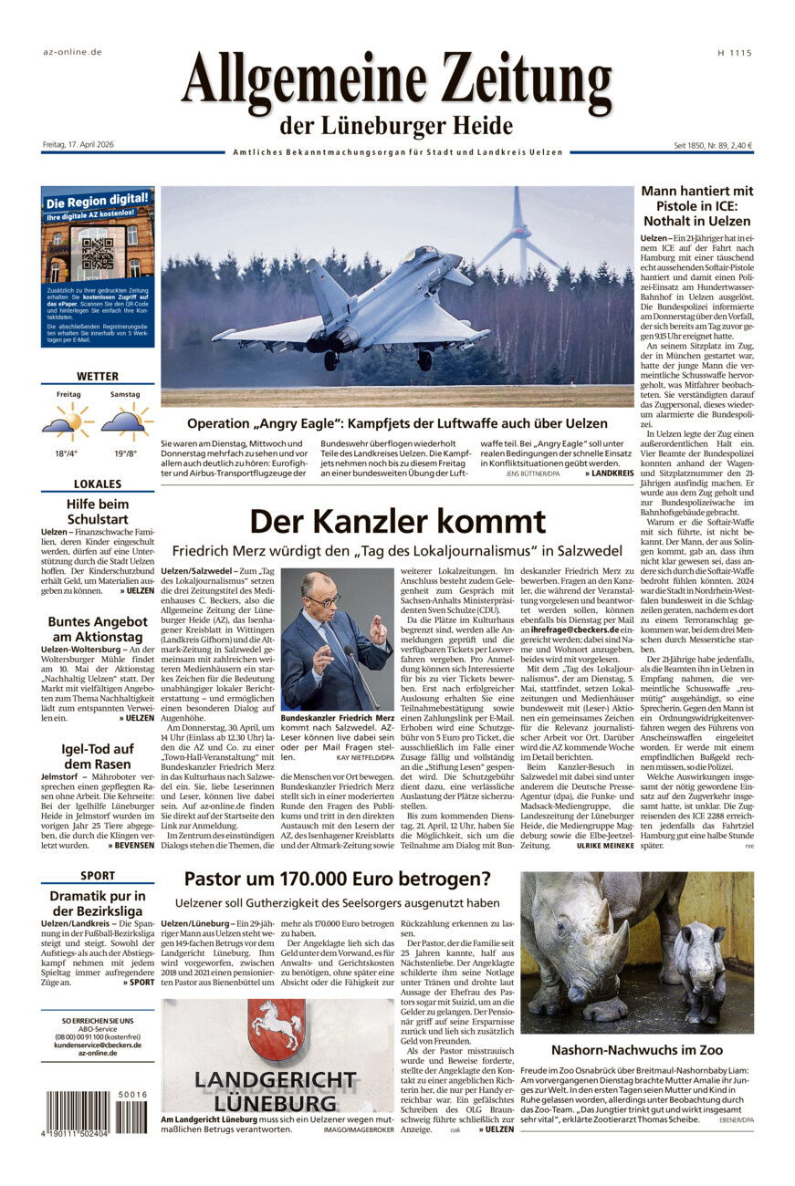 Allgemeine Zeitung vom Freitag, 17.04.2026