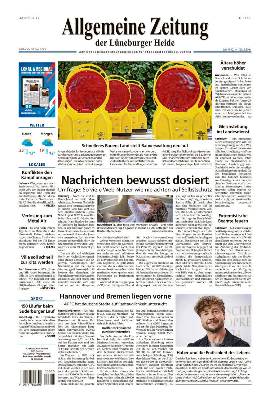 Allgemeine Zeitung vom Mittwoch, 18.06.2025