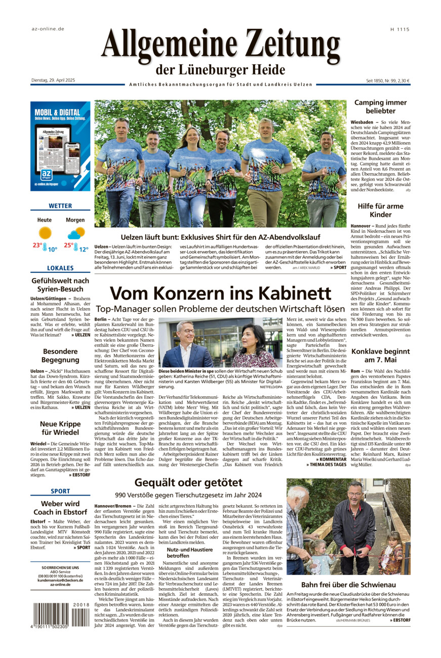 Allgemeine Zeitung vom Dienstag, 29.04.2025