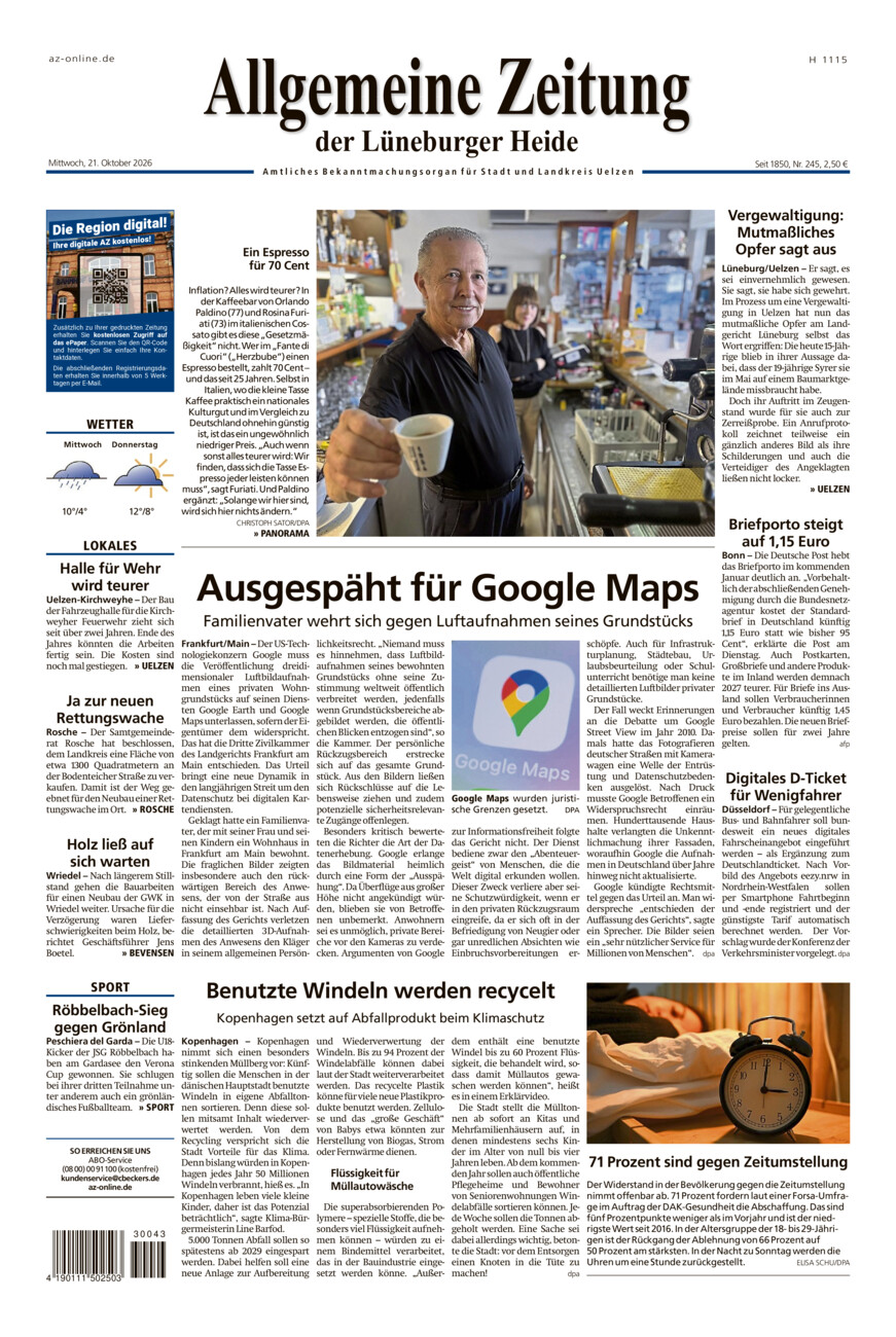 Allgemeine Zeitung vom Mittwoch, 21.10.2026
