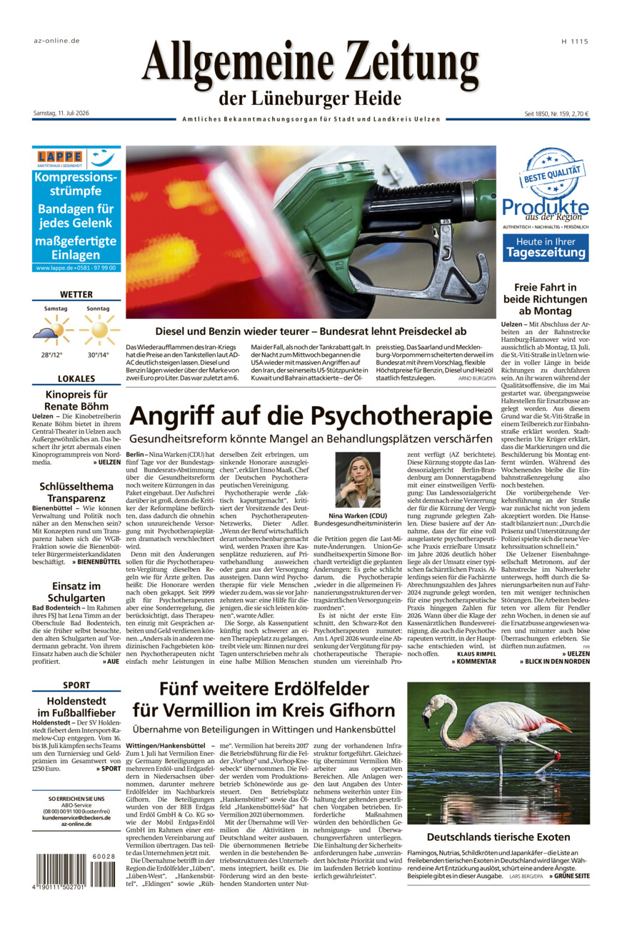 Allgemeine Zeitung vom Samstag, 11.07.2026