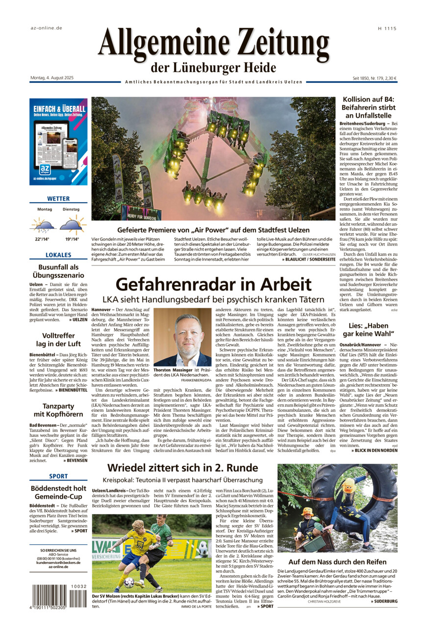 Allgemeine Zeitung vom Montag, 04.08.2025