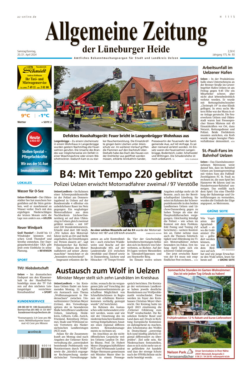 Allgemeine Zeitung vom Samstag, 20.04.2024