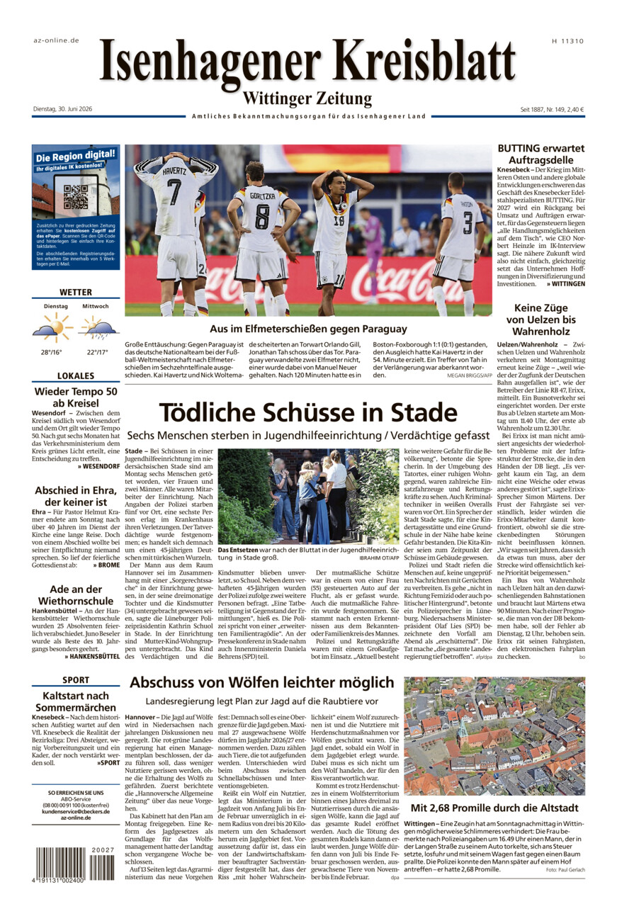 Isenhagener Kreisblatt vom Dienstag, 30.06.2026