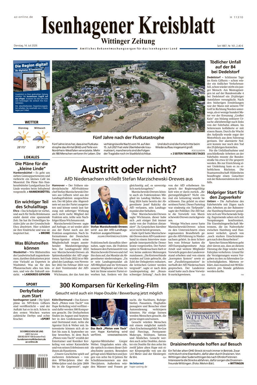 Isenhagener Kreisblatt vom Dienstag, 14.07.2026