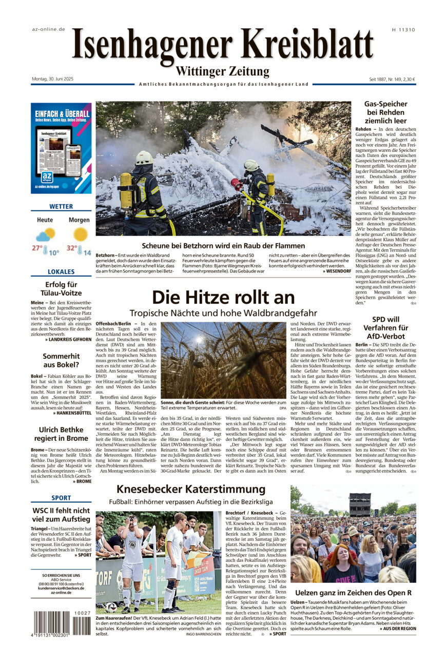 Isenhagener Kreisblatt vom Montag, 30.06.2025