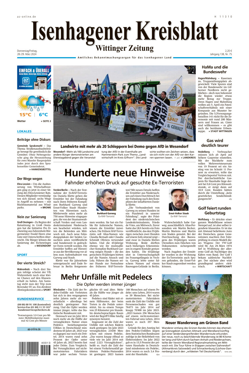 Isenhagener Kreisblatt vom Donnerstag, 28.03.2024