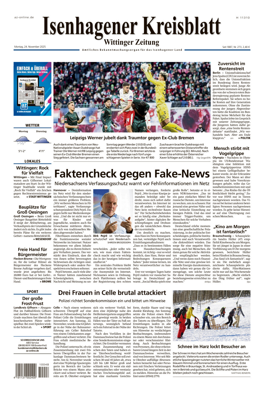 Isenhagener Kreisblatt vom Montag, 24.11.2025