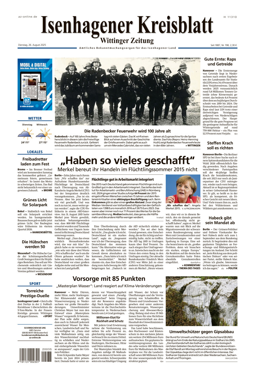 Isenhagener Kreisblatt vom Dienstag, 26.08.2025