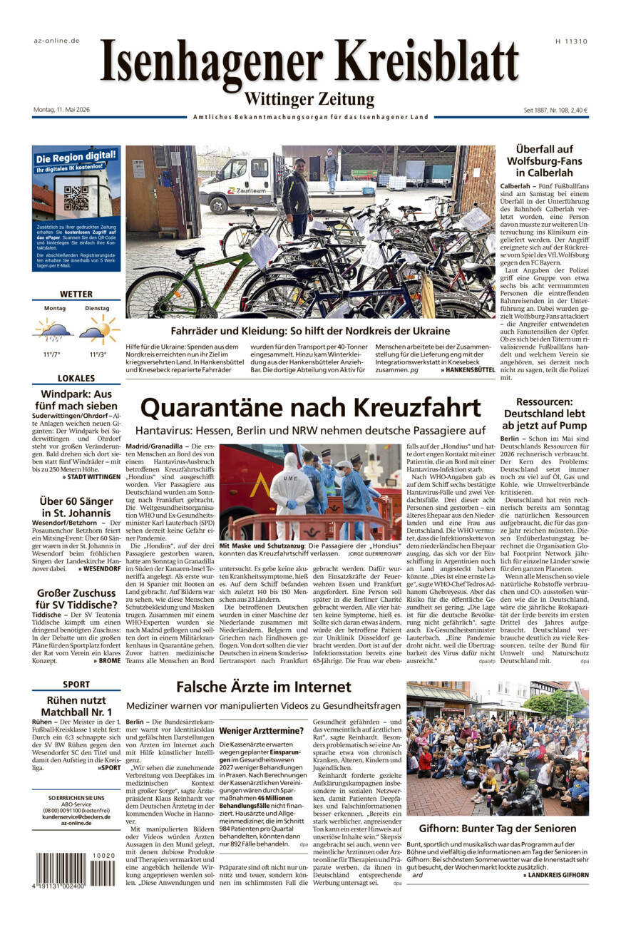 Isenhagener Kreisblatt vom Montag, 11.05.2026