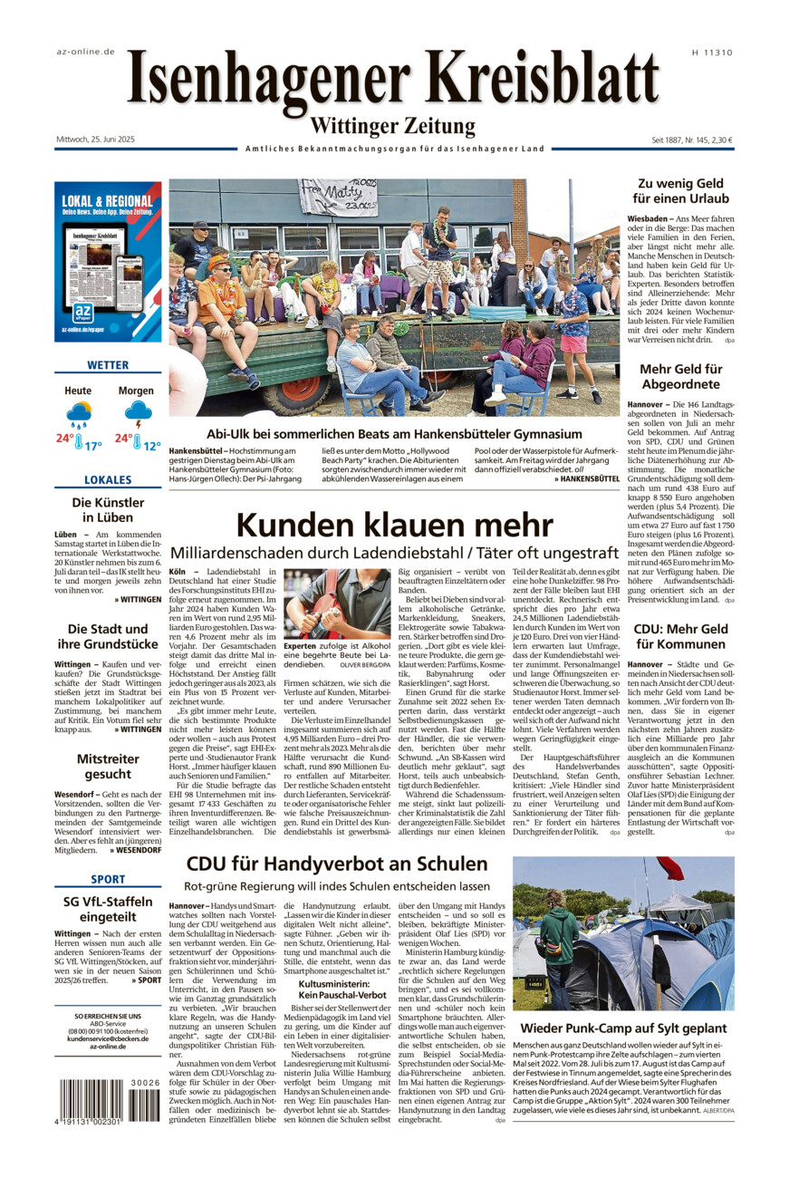 Isenhagener Kreisblatt vom Mittwoch, 25.06.2025