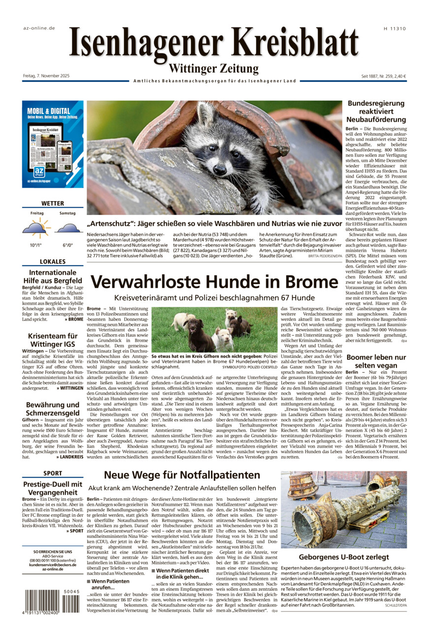 Isenhagener Kreisblatt vom Freitag, 07.11.2025
