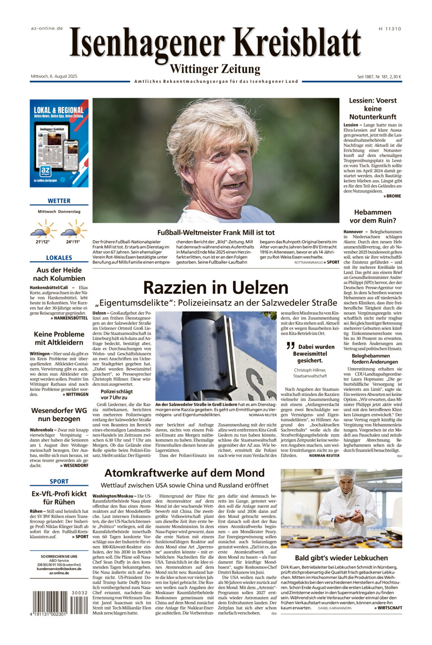 Isenhagener Kreisblatt vom Mittwoch, 06.08.2025