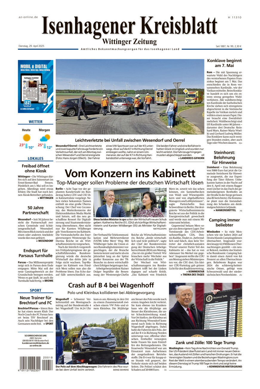 Isenhagener Kreisblatt vom Dienstag, 29.04.2025