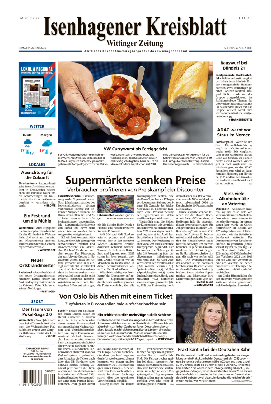 Isenhagener Kreisblatt vom Mittwoch, 28.05.2025