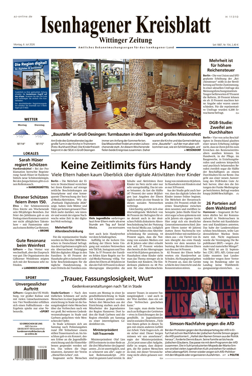 Isenhagener Kreisblatt vom Montag, 06.07.2026