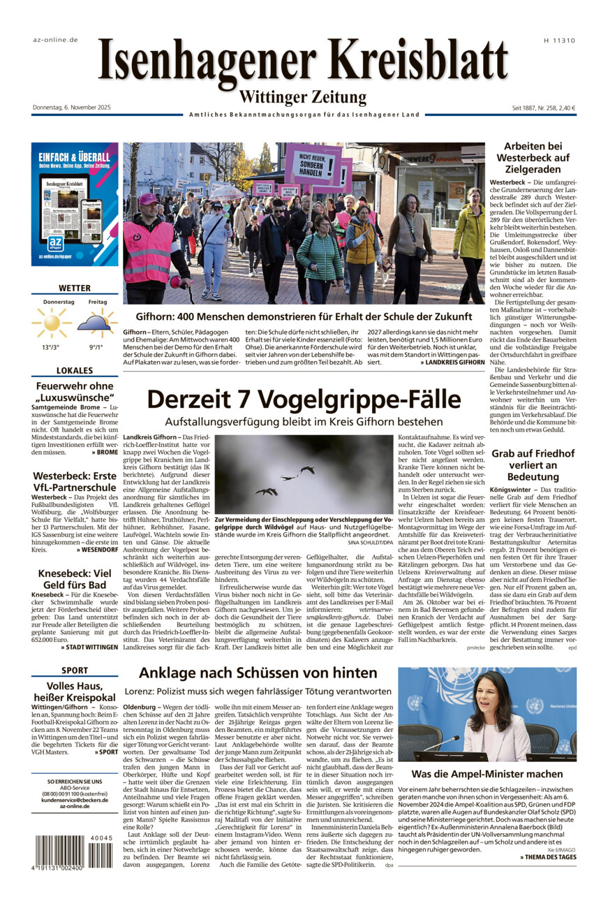 Isenhagener Kreisblatt vom Donnerstag, 06.11.2025
