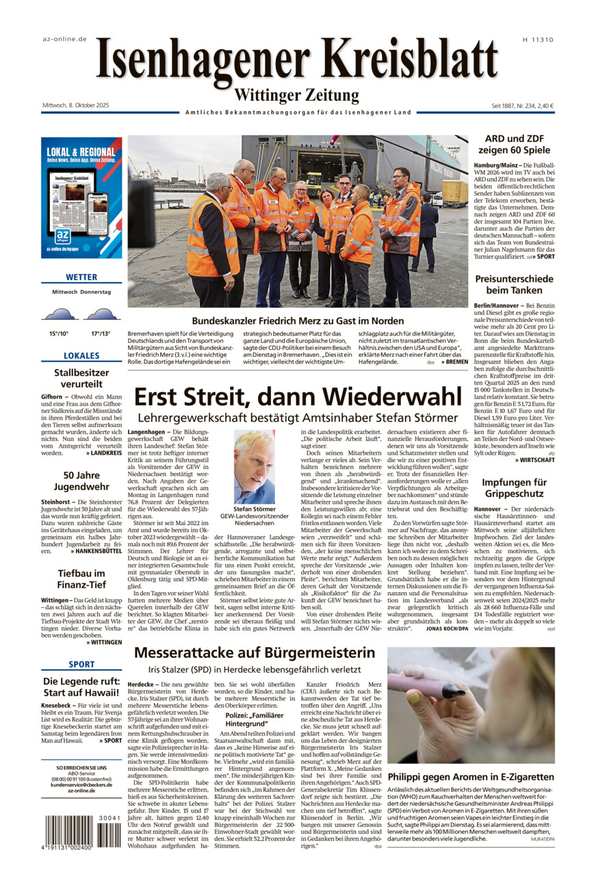 Isenhagener Kreisblatt vom Mittwoch, 08.10.2025