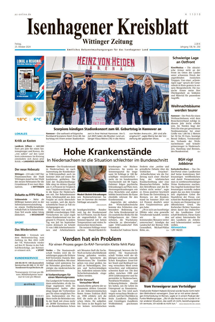 Isenhagener Kreisblatt vom Freitag, 25.10.2024