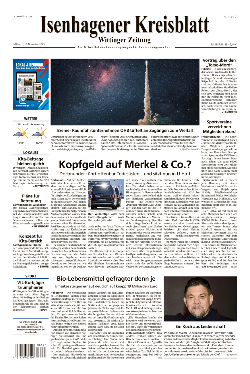 Isenhagener Kreisblatt vom Mittwoch, 12.11.2025