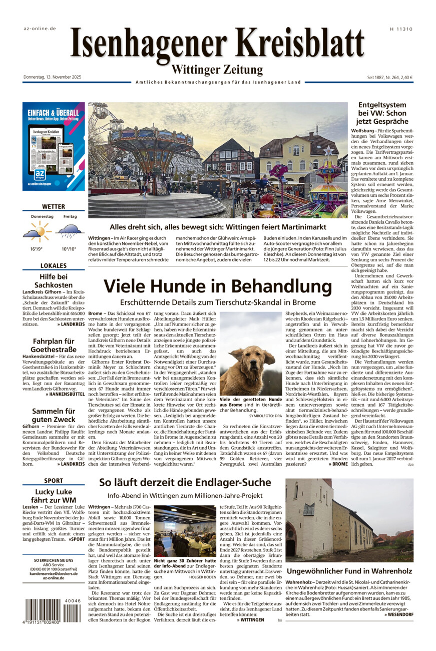 Isenhagener Kreisblatt vom Donnerstag, 13.11.2025