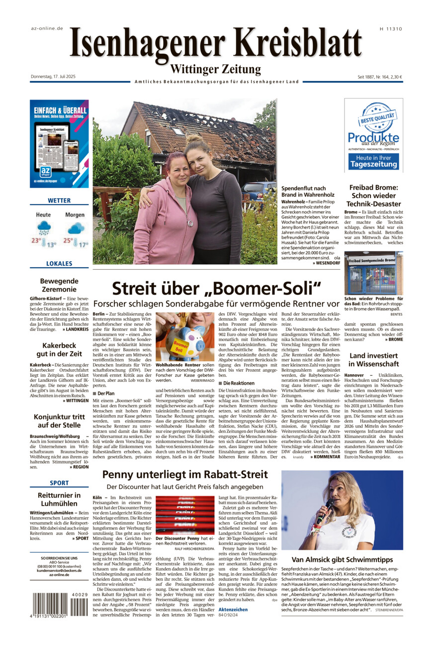 Isenhagener Kreisblatt vom Donnerstag, 17.07.2025
