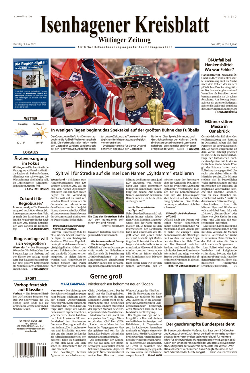 Isenhagener Kreisblatt vom Dienstag, 09.06.2026