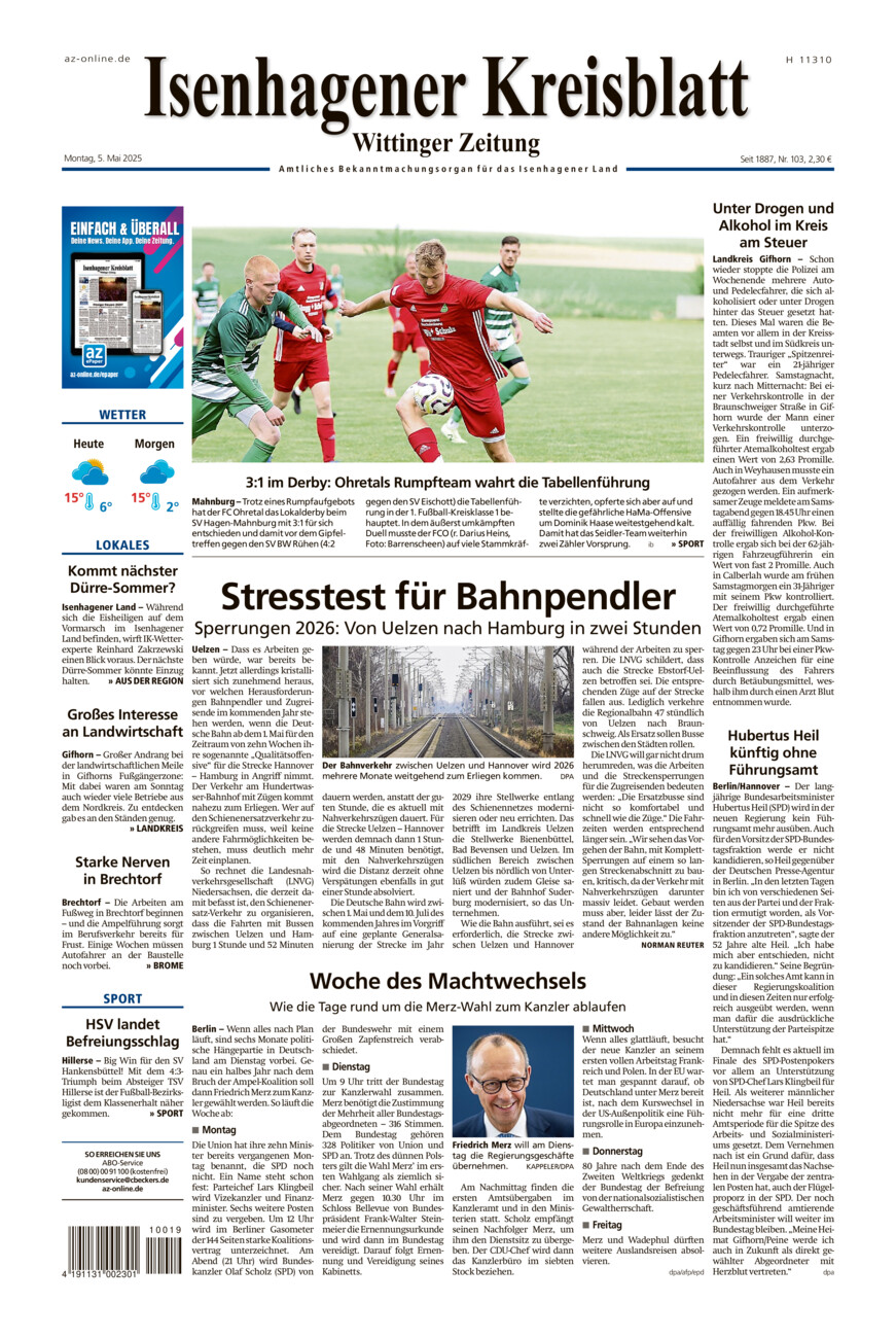 Isenhagener Kreisblatt vom Montag, 05.05.2025