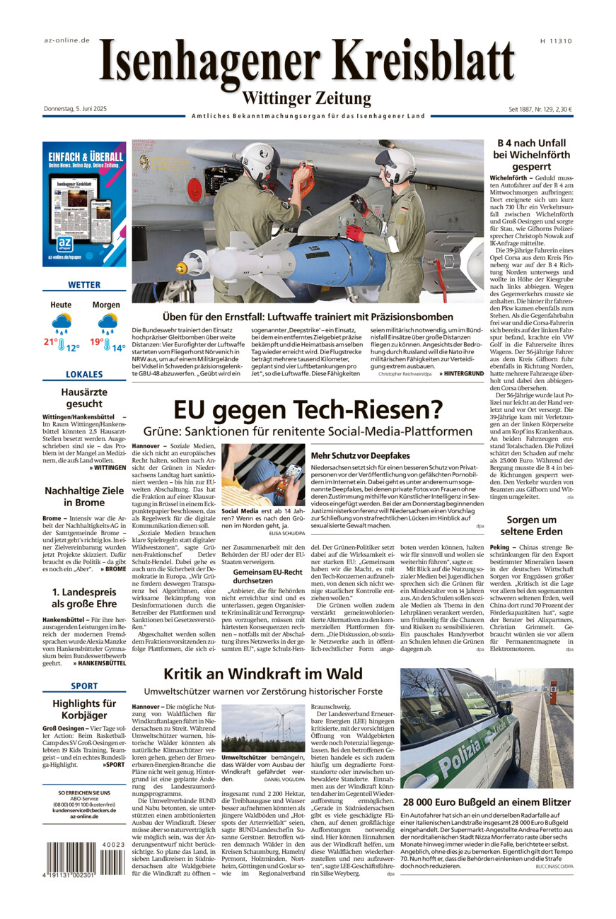 Isenhagener Kreisblatt vom Donnerstag, 05.06.2025
