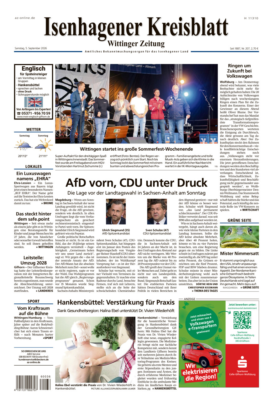 Isenhagener Kreisblatt vom Samstag, 05.09.2026