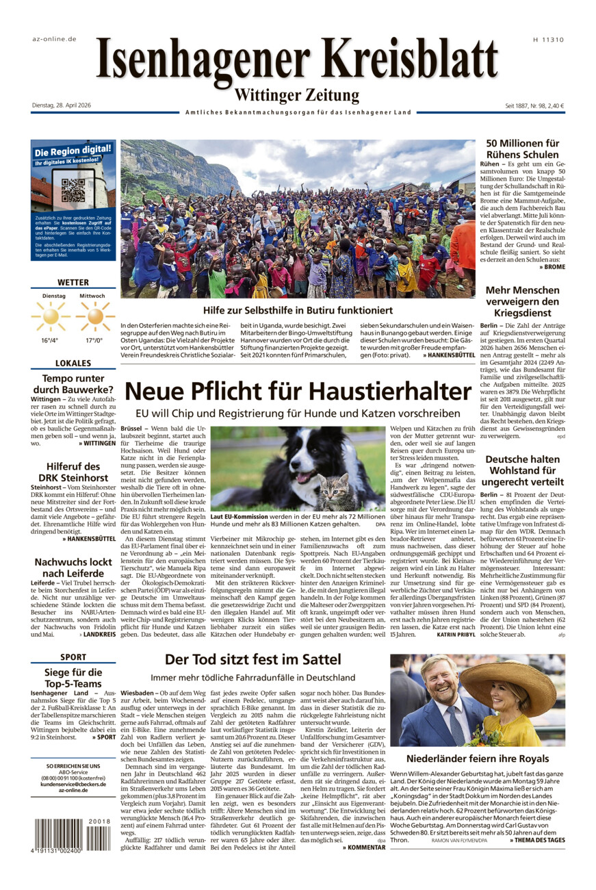 Isenhagener Kreisblatt vom Dienstag, 28.04.2026