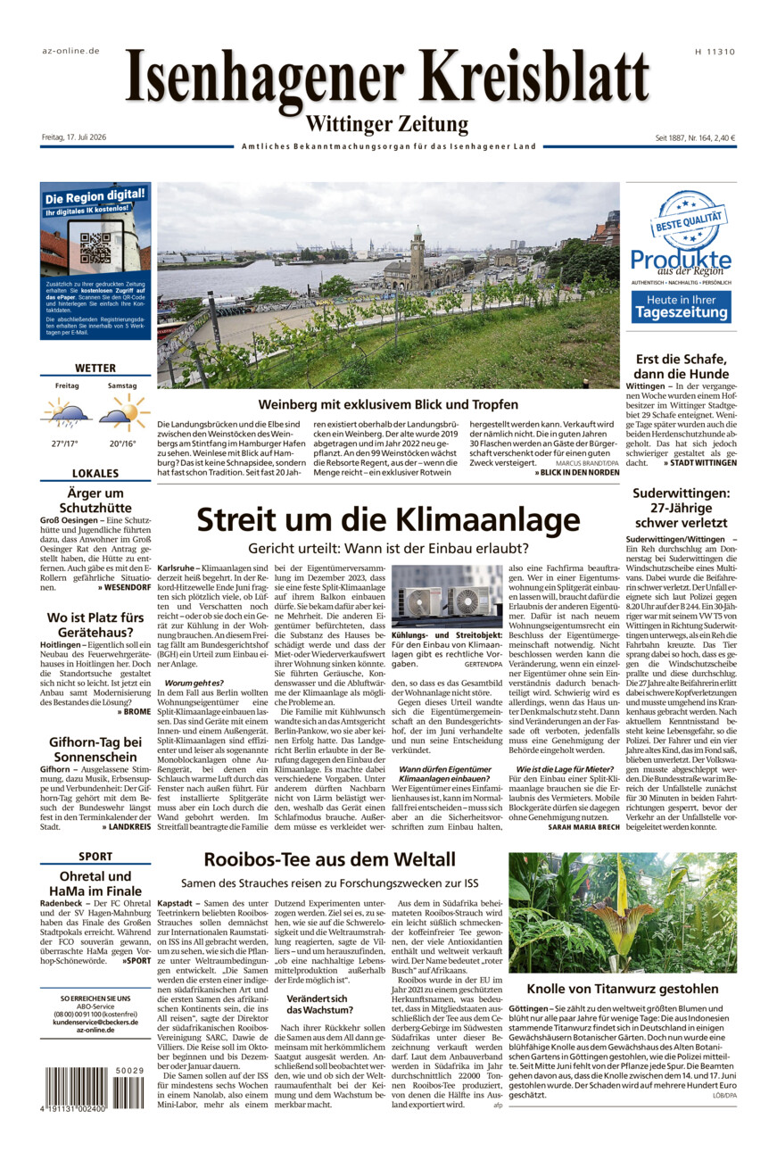 Isenhagener Kreisblatt vom Freitag, 17.07.2026