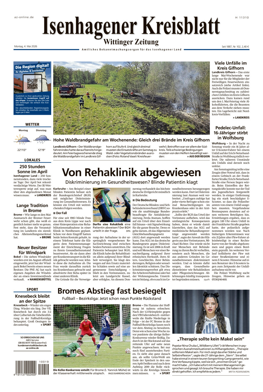 Isenhagener Kreisblatt vom Montag, 04.05.2026