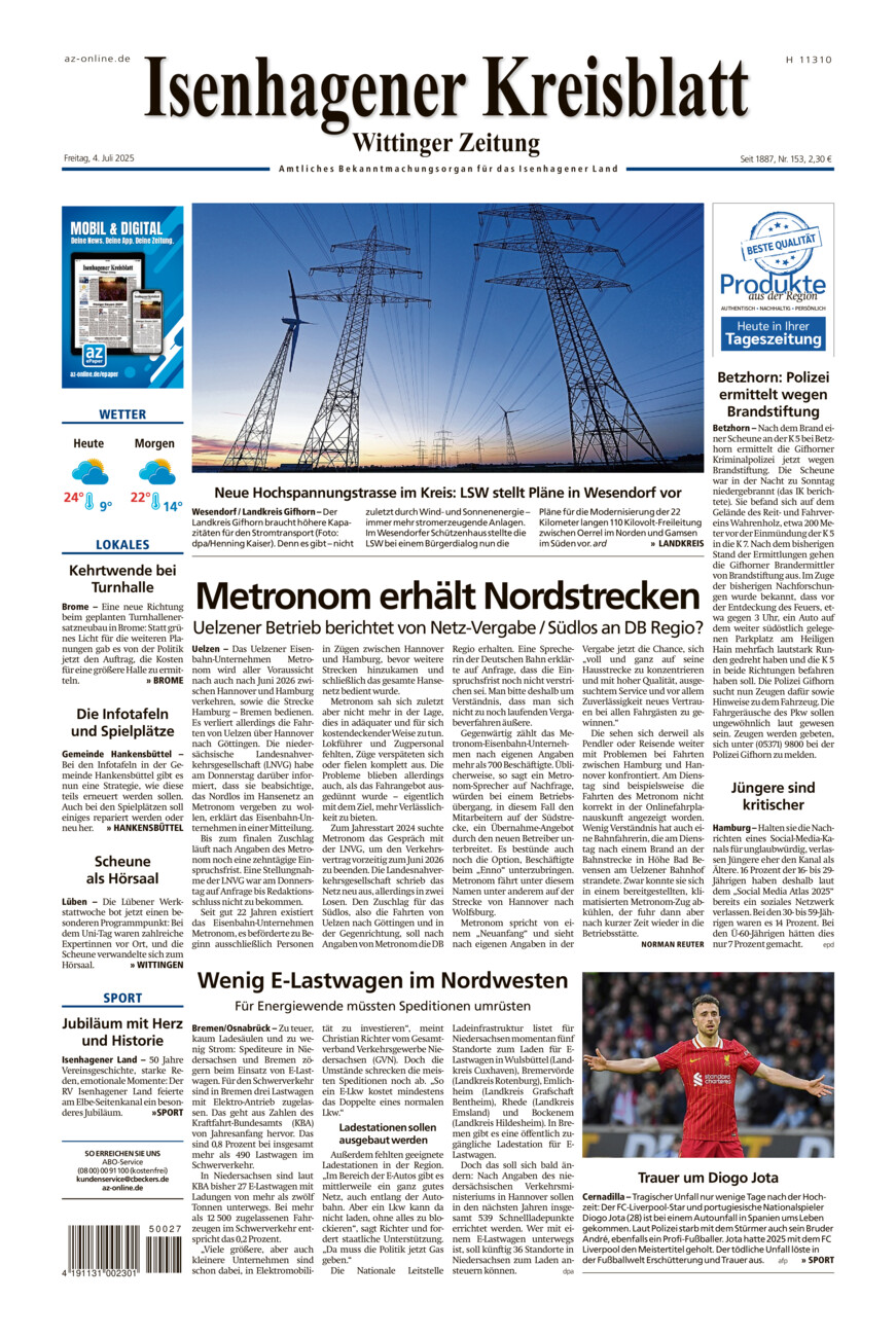 Isenhagener Kreisblatt vom Freitag, 04.07.2025