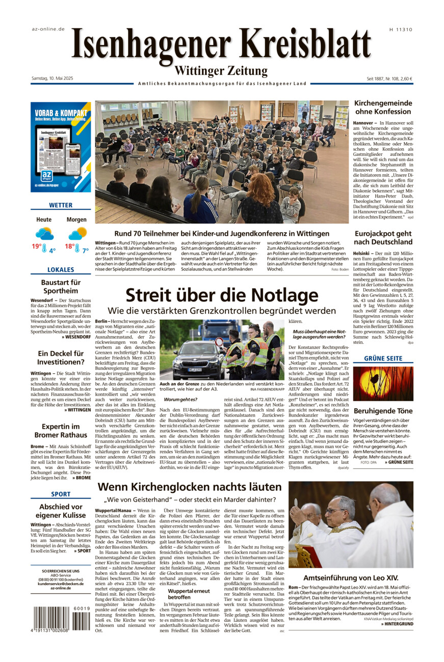 Isenhagener Kreisblatt vom Samstag, 10.05.2025