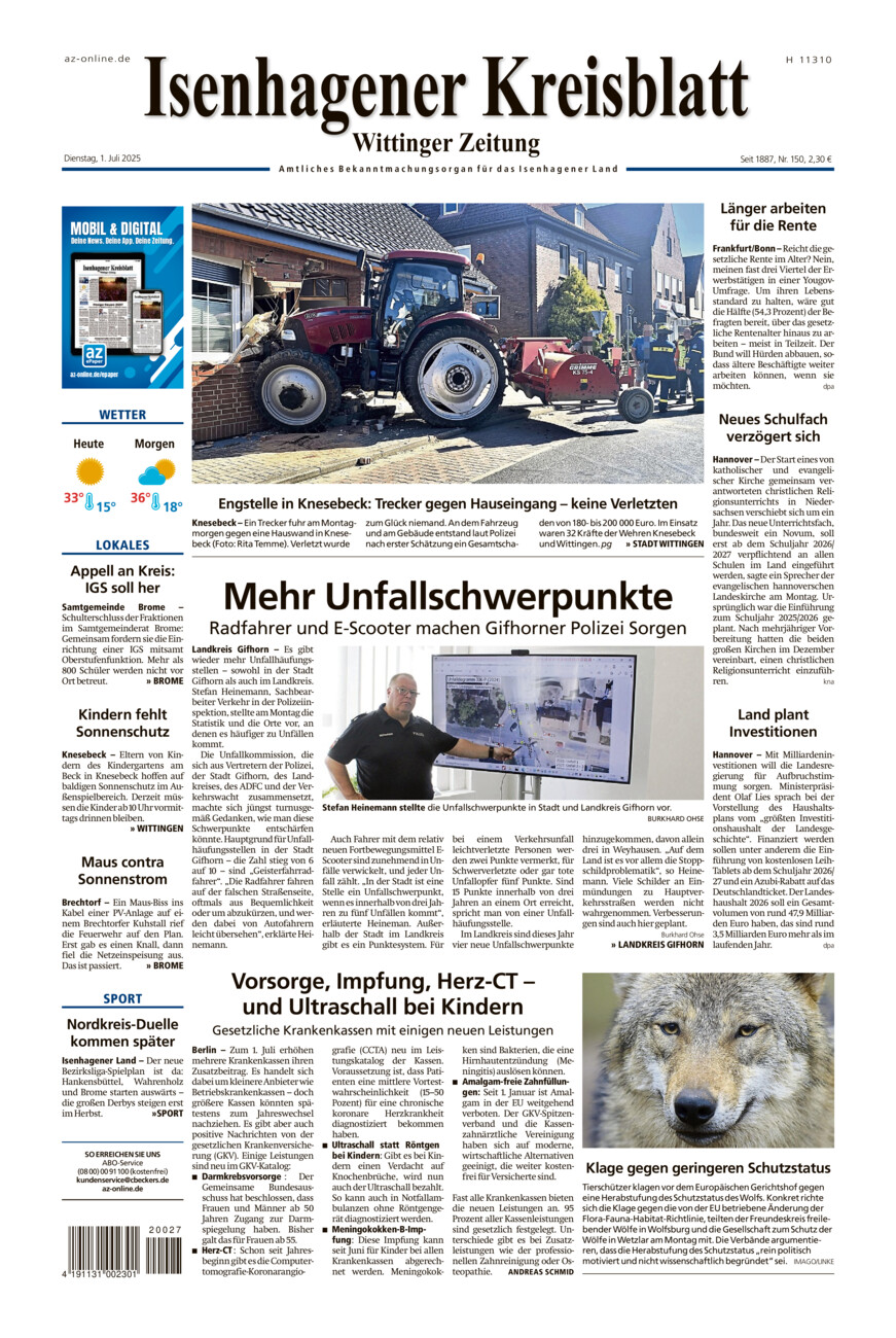 Isenhagener Kreisblatt vom Dienstag, 01.07.2025